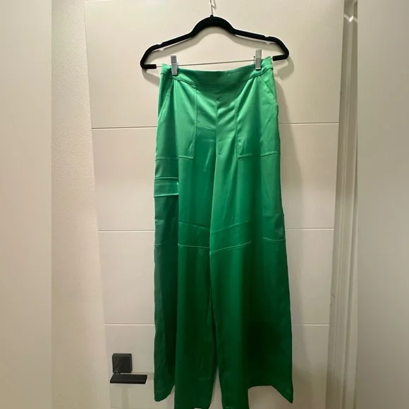 House of Harlow 1960 Green Satin Crop Top & Wide-Leg Pant Set | NWT XS - Picture 14 of 17